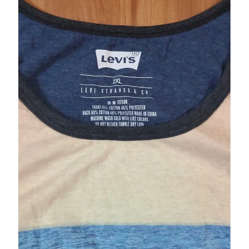 NEW Levi's Mens 2XL Ocean Beach Wave Sunset Graphic Tank Top Sleeveless Tee